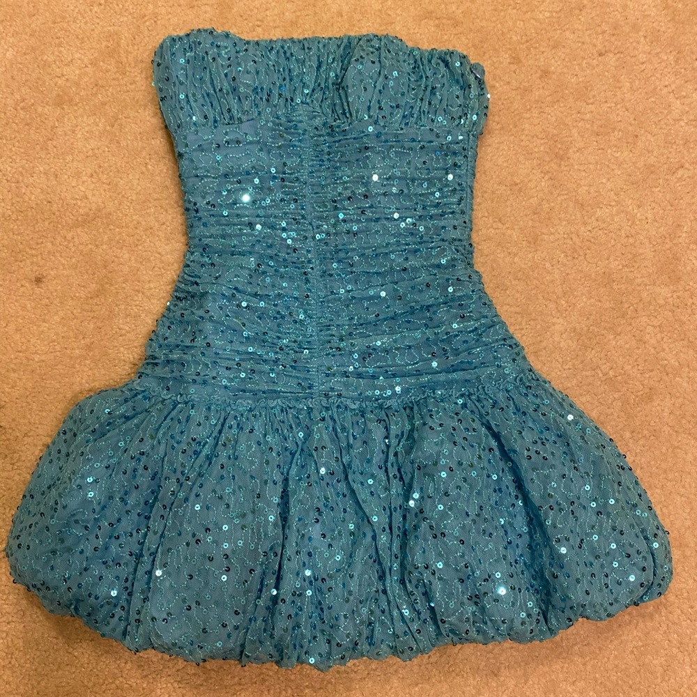 blue sequin betsey johnson party dress